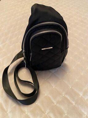 Roots  Black quilted Nylon sling bag